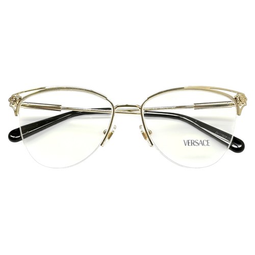 Versace Semi Rimless Eyeglasses Glasses VE1280 1252 Pale Gold 55-16-145 w/case - Imagen 4 de 7