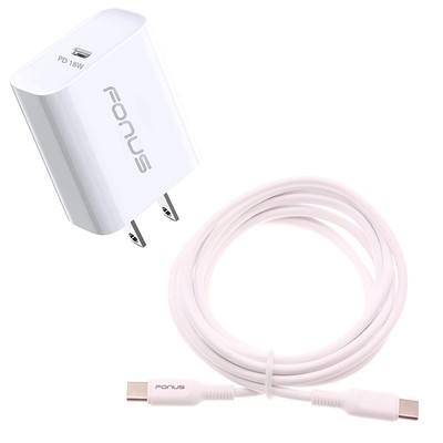 For iPhone 15/Pro/Max/Plus - 18W PD Home Charger Fast Type-C 10ft Long Cable