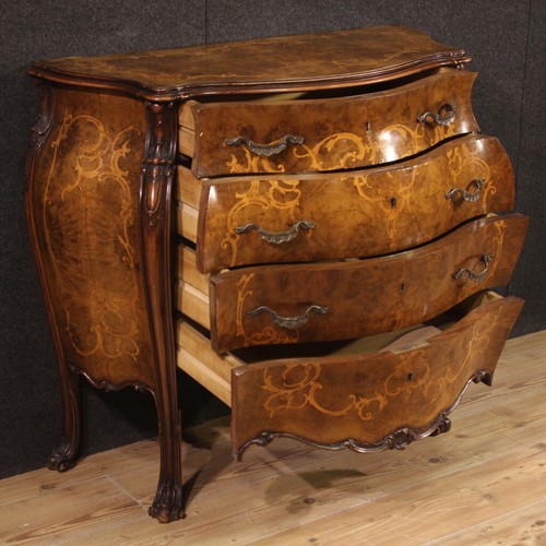 Commode Italien Bois Marqueté Meuble Commode Style Ancien Xx Seconde - Picture 2 of 12