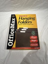 Office Max Brand Hanging Folders, 1/5 Cut Tabs Legal Size, Green 25-PkNew in Box