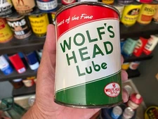 VINTAGE~ FULL NOS~ WOLF'S HEAD 1-POUND GREASE CAN IN EXCELLENT CONDITION~ NICE!!