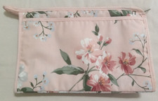 VINTAGE PEACH AND MULTI-COLOR FLORAL COSMETIC/MAKEUP BAG