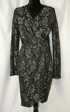 Sabine Black Cross Frotn Dress Size MEdium Floral Shimmer Sequin Lace Party Boho
