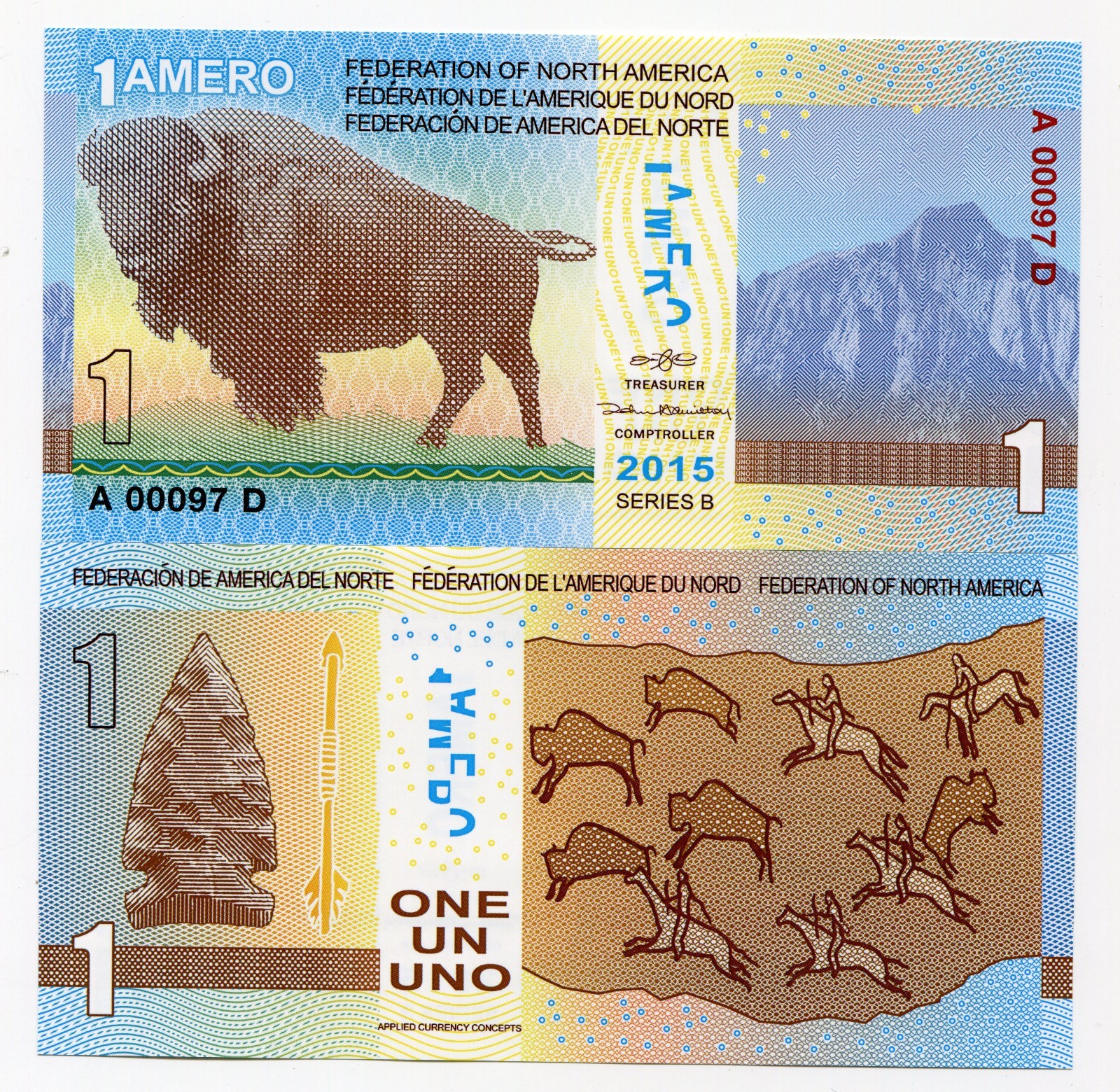 Federation of North America 1 Amero 2015 Bi Polymer New Novelty Note eBay