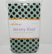 Coverplay Jersey Knit Fitted Play Yard Sheet Polka Dots 100 Cotton brown mint