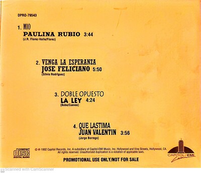 Various DPRO 79543 Promo Latin CD RARE Paulina Rubio Jose Feliciano La Ley Juan