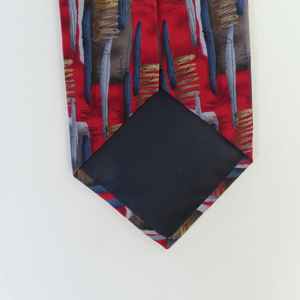 Corbata Colores Cóctel Para Hombre Seda Rojo Azul Abstracto 3" 60" Largo Potencia Foto 4 de 4