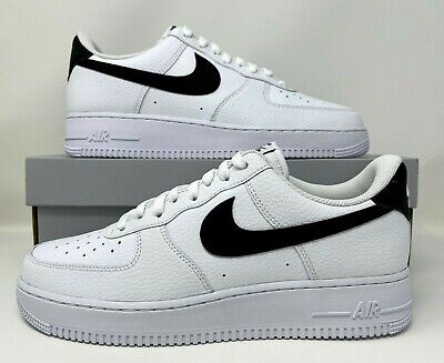 Nike Air Force 1 '07 Low White Black Tumbled Leather Swoosh CT2302-100 | eBay
