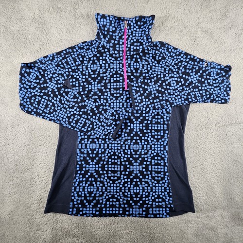 Columbia Glacial Fleece Womens M 1/4 Zip Pullover Blue Geometric Gorpcore Hiking