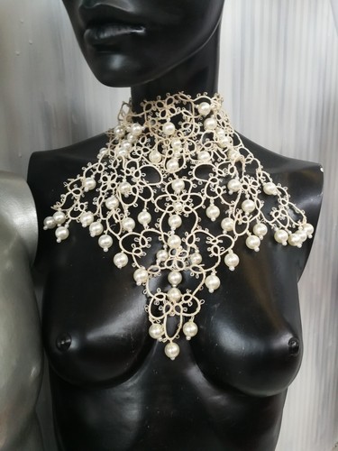 gioielli collarino choker girocollo collana perle macramè bigiotteria di lusso - Picture 11 of 24