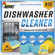 Dishwasher Cleaner and Deodorizer Tablets - 24 Pack Deep Cleaning Descaler Pods 