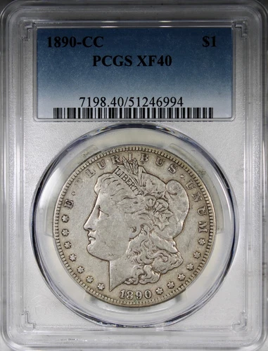 1890-CC Morgan Dollar PCGS XF40 KEY DATE COIN Original Surfaces