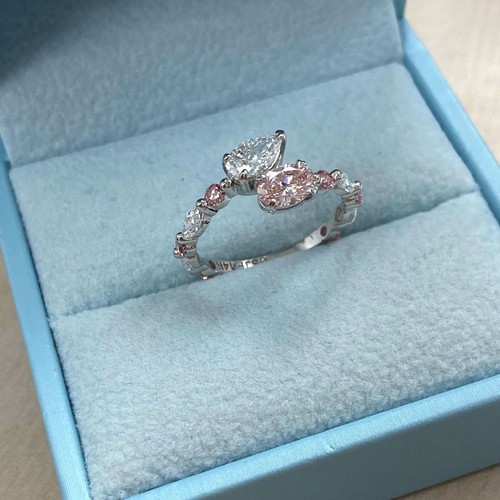 Bague de fiançailles diamant cultivé 1,64 ct bypass or blanc 14 carats - Photo 14 sur 15