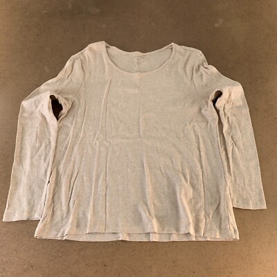 White Stag Women's Size XXL (20) Oatmeal Heather Long Sleeve Scoop Neck Tee New