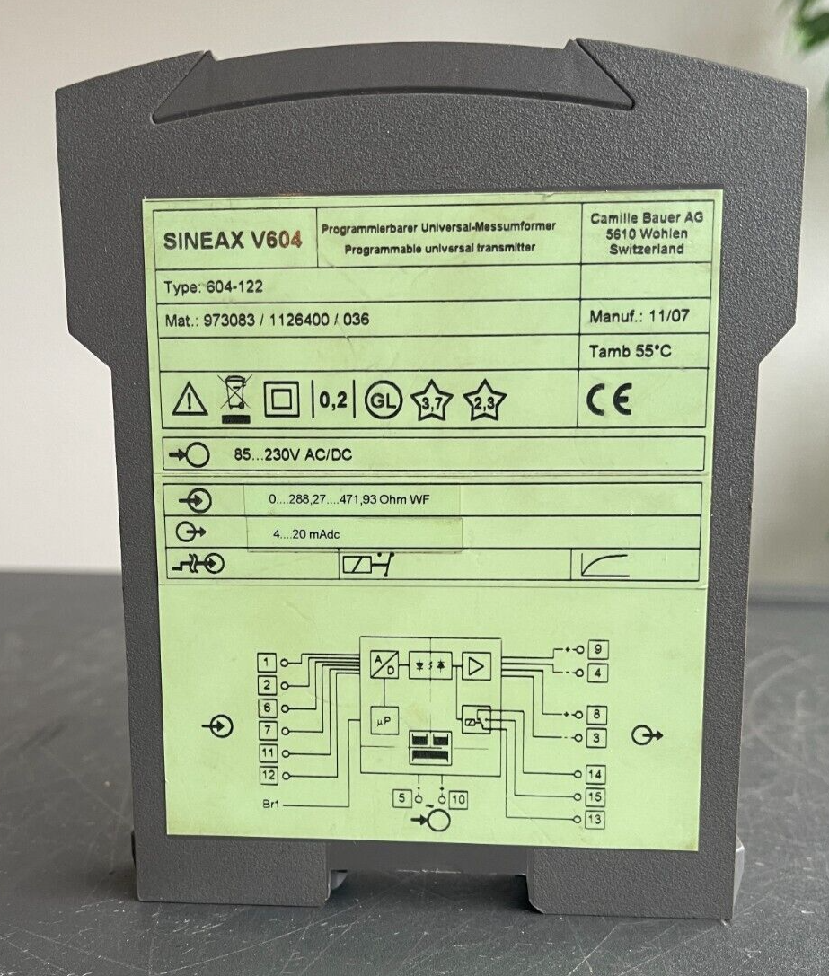 CAMILLE BAUER SINEAX V 604, 604-122, Programmable Universal 