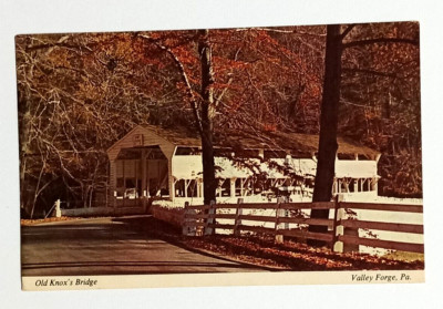 Old Knox's Covered Bridge Valley Forge PA Fall Autumn Foliage Postcard c1970s