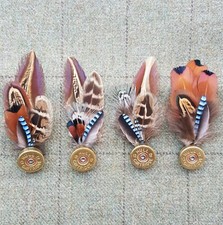 Pheasant jay feather brooch hat pin lapel pin cape pin buttonhole crystal boxed