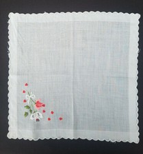 Damen Vintage Taschentuch Rosenstickerei