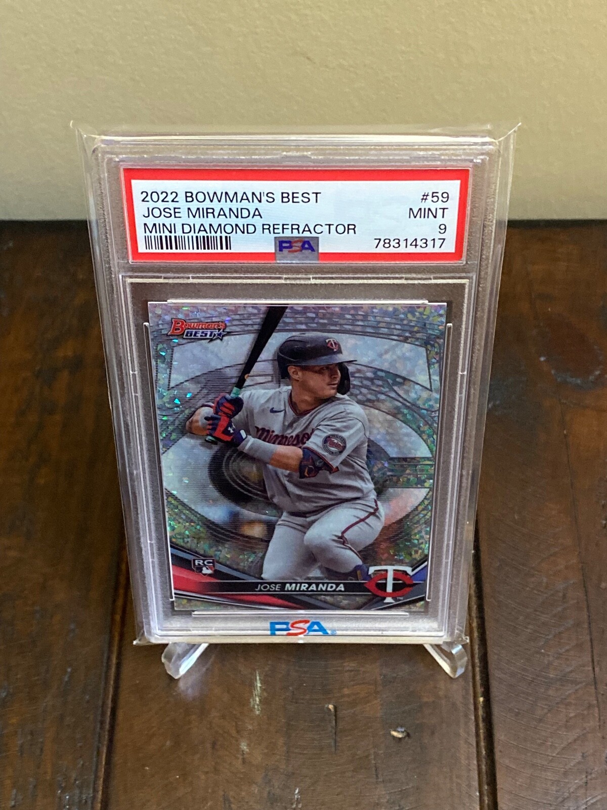 PSA 9 2022 Bowmans Best Jose Miranda Rookie Mini Diamond Refractor /299 RC #59
