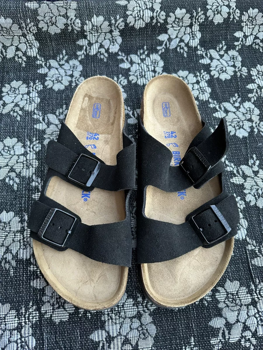 Studerende Sorg fusion Birkenstock Arizona Soft Footbed Black Suede Sandal Size 42 Regular Unisex  | eBay