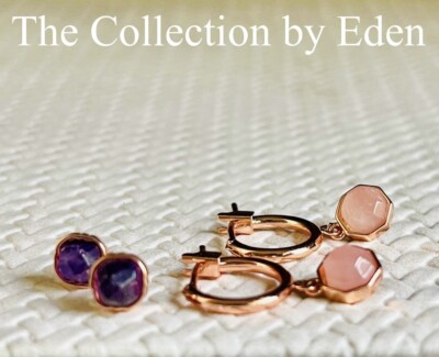 Unwritten Earrings- 14kt Rose Gold Plated Pink Purple CZ Studs