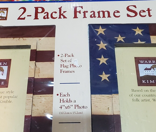 Warren Kimble USA Flag Patriotic 4 x 6” Photo Frame Set of 2 NIP Fetco Internat - Picture 5 of 5