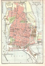 Carta geografica antica BENGASI LIBIA COLONIA ITALIANA TCI 1929 Antique map