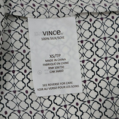 Vince Seide Bluse Oberteil Damen XS Kurzarm V-Ausschnitt schwarz weiß Print Oversized - Bild 10 von 11