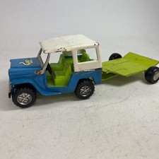 Vintage 1970s Buddy L Cool Cat Jeep And Trailer Pressed Steel Toy