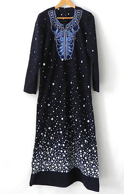 Hand Made Lounge Dress Cotton Long Sleeve Embroidery Trim Maxi Size TM | eBay Hand Made Lounge Dress Cotton Long Sleeve Embroidery Trim Maxi Size TM | eBay