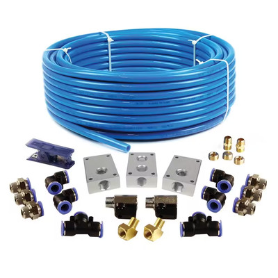 1/2 In. X 100 Ft. Nylon Tubing with Air Piping System Air Push to Connect Kit (2