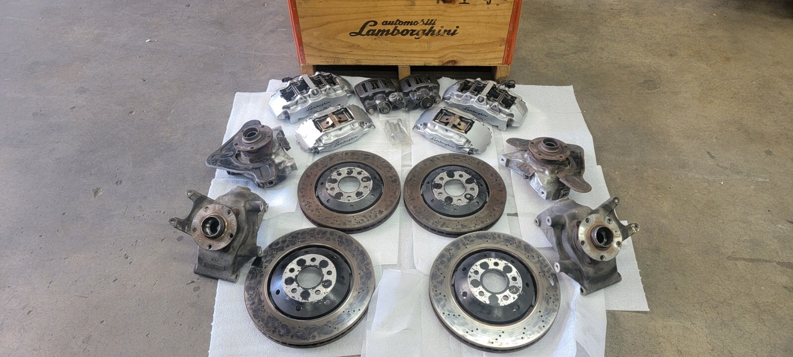 LAMBORGHINI GALLARDO STEEL BRAKE DISC CALIPER HUB SET ASSEMBLY OEM 04-08