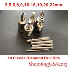 10 Pcs 3-22mm Diamond Coated Drill Bits Set Hole Saw Cutter Tool Glass Granite