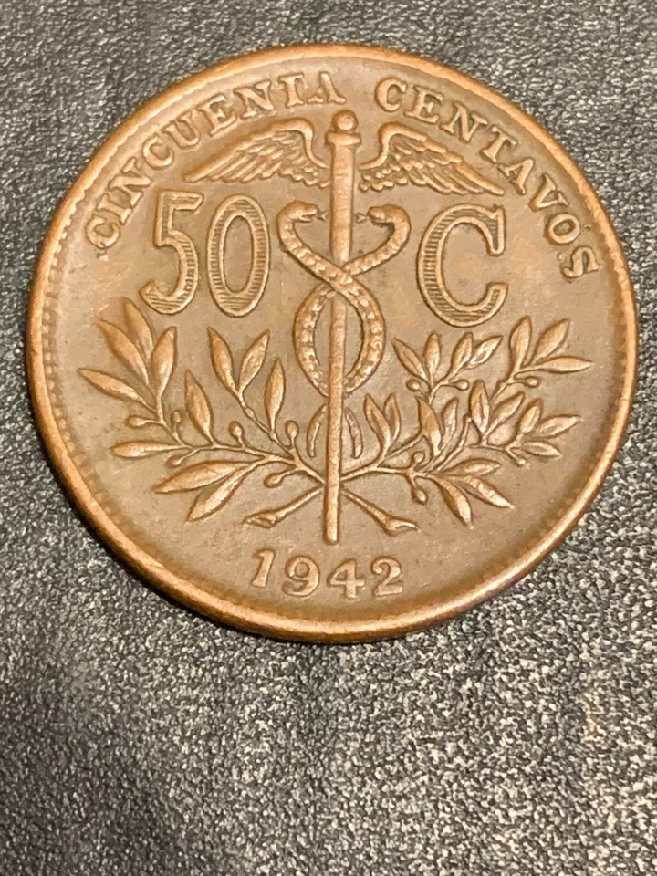 1942  Bolivia 50 Centavos KM# 182a.2    lot # 1887 - Image 3 of 4