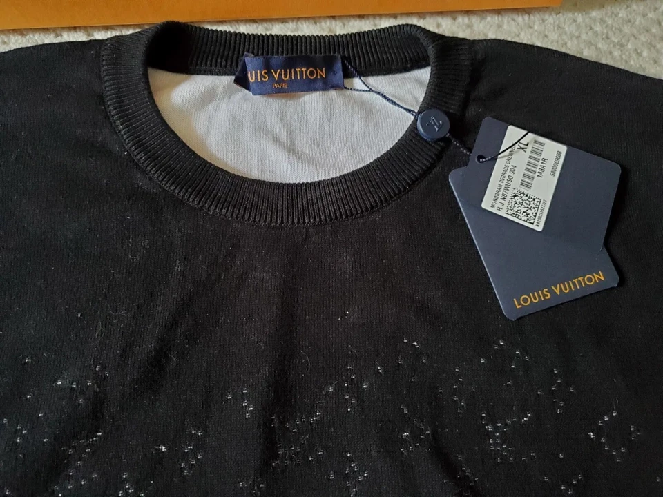 Nuevo con etiquetas Auténtico Suéter Louis Vuitton Monograma Degradado Cuello Redondo NEGRO XL, 1A8A1R Foto 3 de 4