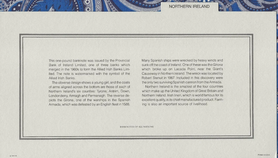 Banknotes of All Nations Northern Ireland 1979 1 Pound P-247b UNC Replacement ZY - Image 3 of 3