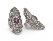 Ring Adjustable Ring Bezel - Antique Silver Plated brass  7US  size 3639