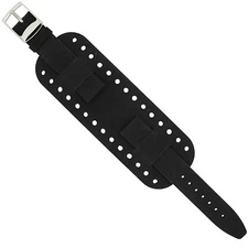 Watch Band Men's Cuff  Watch Strap Bracelet Skull Rocker Suede Black Brown 