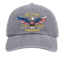America 250 Years Freedom Hat – Bald Eagle 1776-2026 Anniversary Baseball Cap
