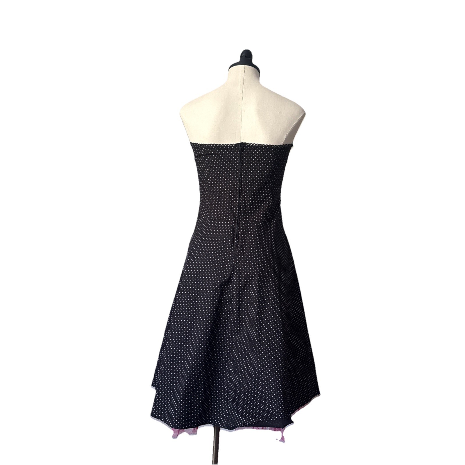 EUC Ruby Rox Black white polka-dot Strapless Butt… - image 6