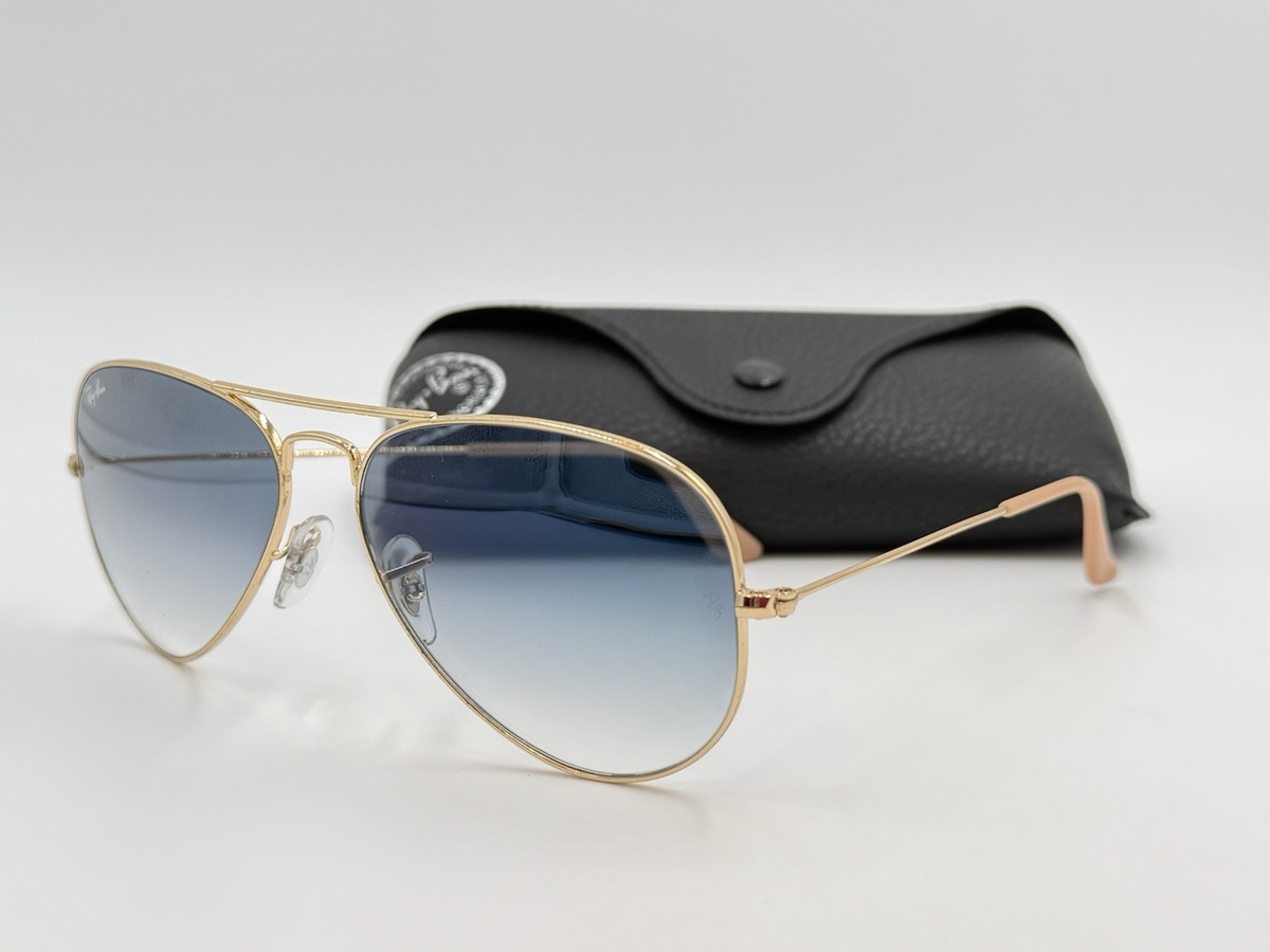 RAY BAN RB3025 001/3F 58mm AVIATOR LIGHT BLUE GRADIENT/ GOLD 