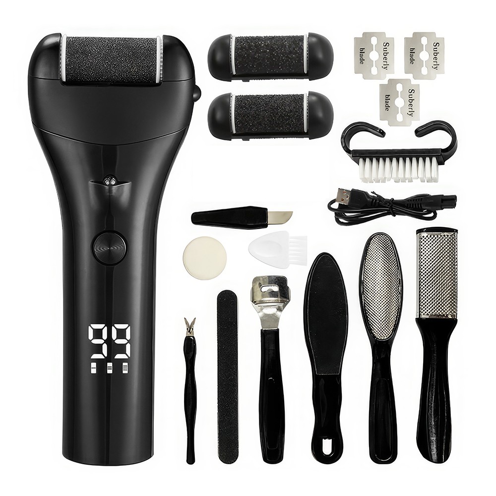 Electric Foot File Rechargeable Callus Hard Skin Remover Feet Pedicure 3 Speeds