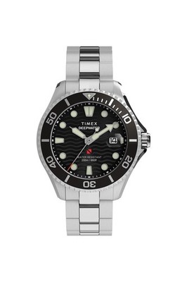 Timex Herren Deepwater Meridian 200 Schwarz 44mm Edelstahl Armband Uhr TW2W82000