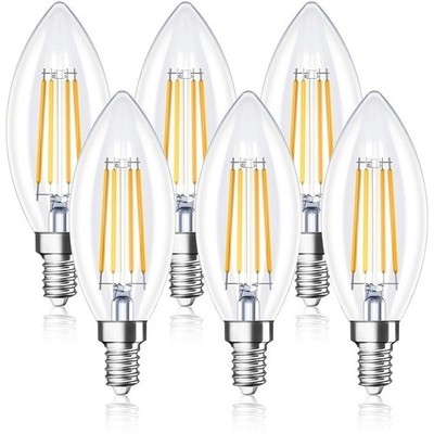 6x LED Filament Leuchtmittel Kerze Lampe 4W = 40W C35 E14 klar warmweiß 2700K