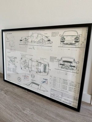 Original Porsche 911 TARGA 964 Technical Drawing