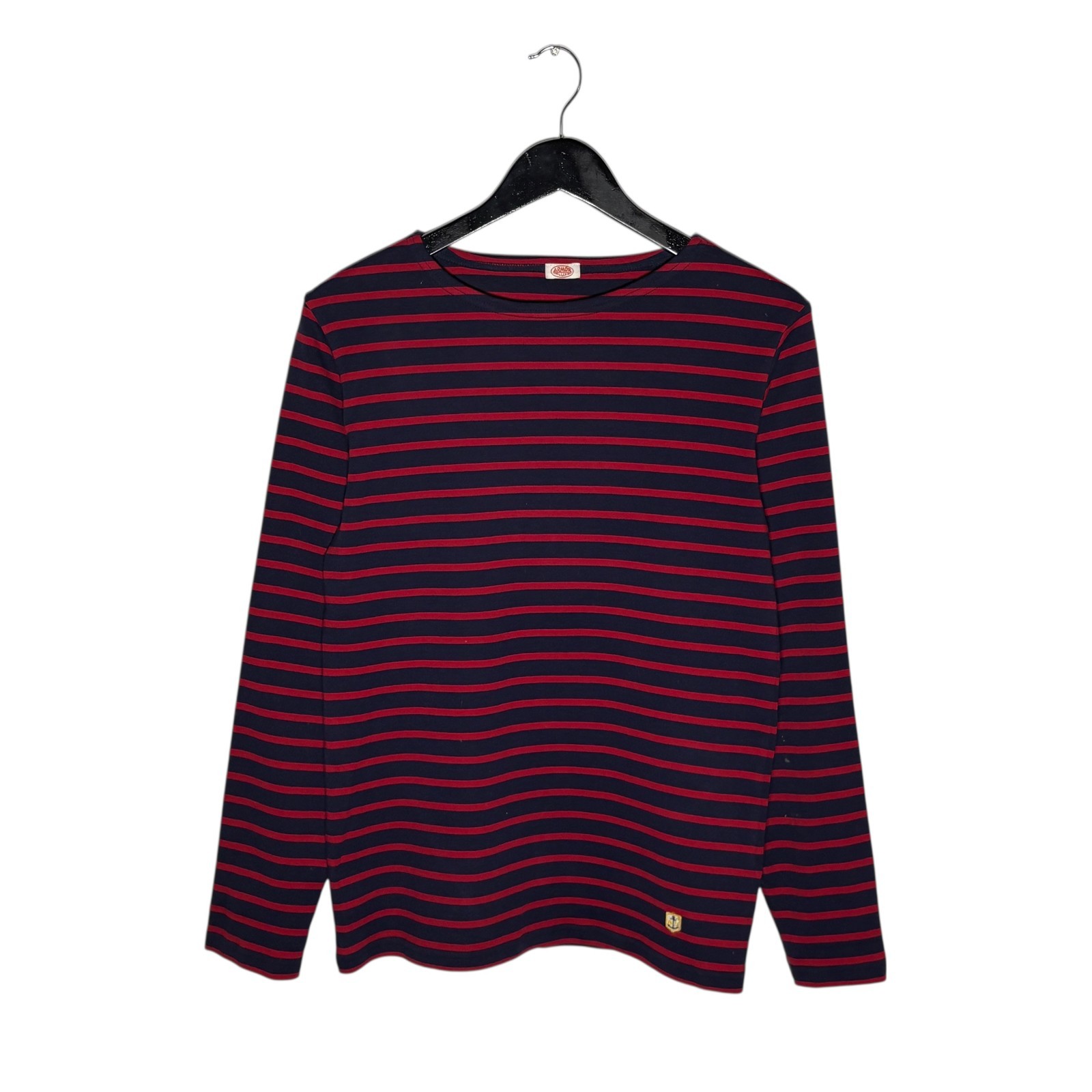 Armor Lux Breton Stripe Long Sleeve Cotton T Shirt Size XS Red Navy