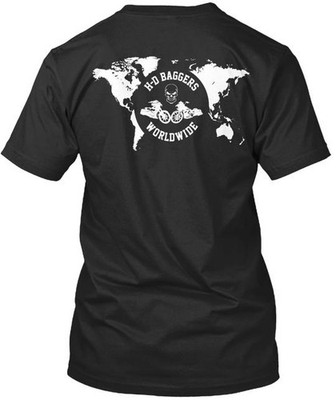 H D Baggers Worldwide T-Shirt Made in the USA Size S to 5XL