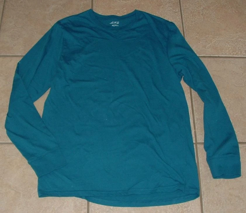 Lote de 2 camisetas BCG azul y marrón talla mediana manga larga cuello redondo 100 % algodón Foto 2 de 4