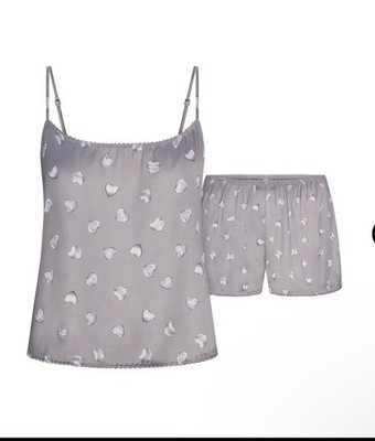 NWT SKIMS woven Shine Cami And Short Sleep Set - Mirror Balloon Print Size Large