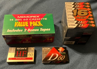 Cassette Tapes 60 min, vintage, multiple qtys